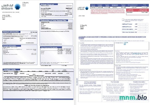 Katar Ahlibank wyciąg z kredytu hipotecznego w formatach Word i PDF 1-2